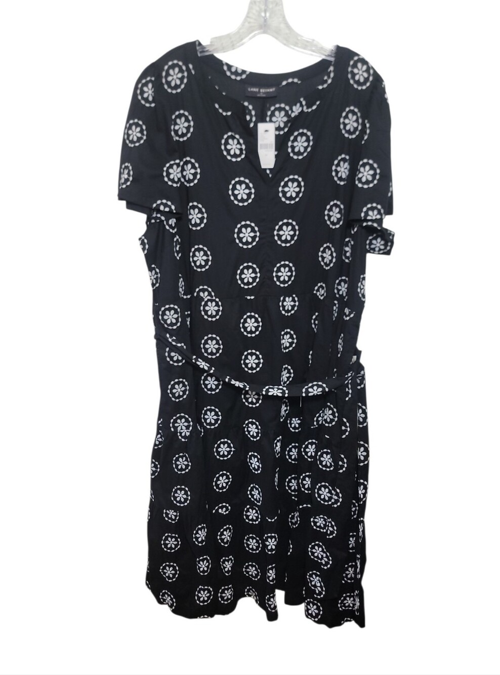 Lane Byrant black white embroidered floral midi dress women's plus size 20